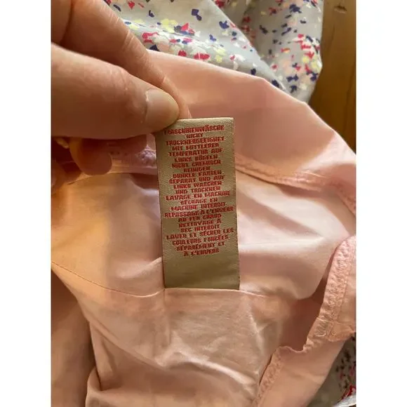 Boden Short Skirt 12R Lined Floral All Cotton Gray Yellow Pink Flowers Size Zip - Picture 7 of 11